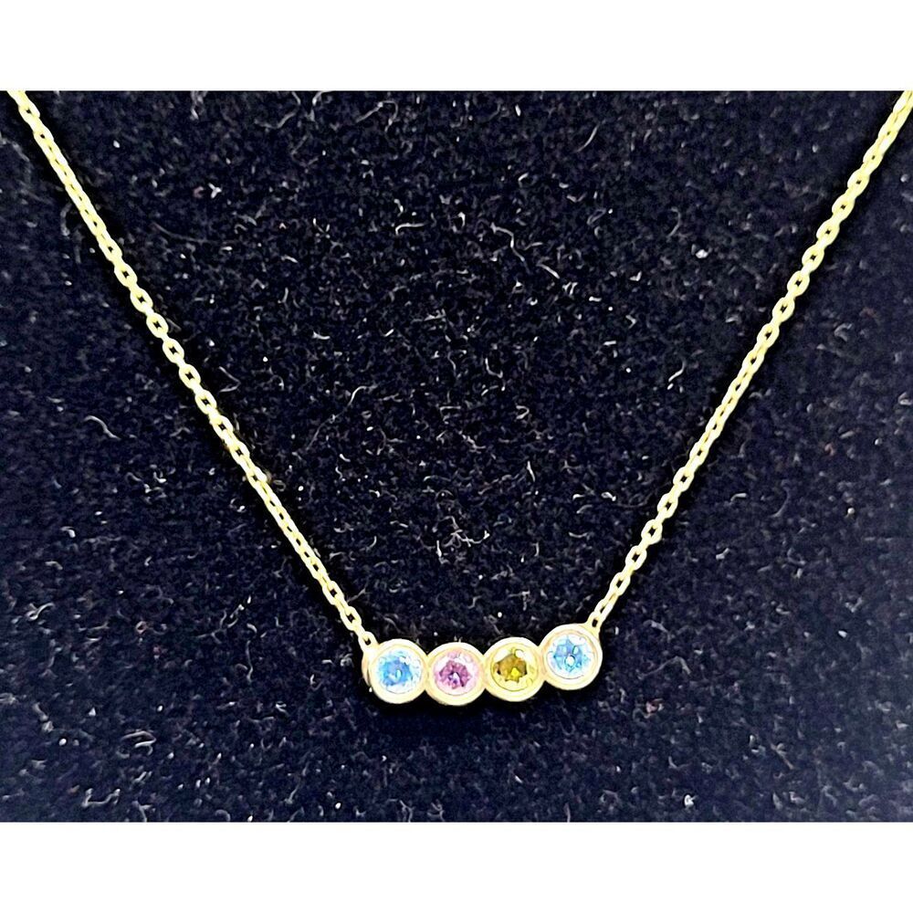 10K Gold over Sterling Silver Signed 925 Dainty Gemstone 16in